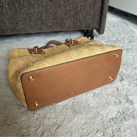 MICHAEL KORS SMALL BROWN WOVEN BEACH SUMMER SPRING TOTE BAG SHOULDER PURSE - Picture 9 of 11